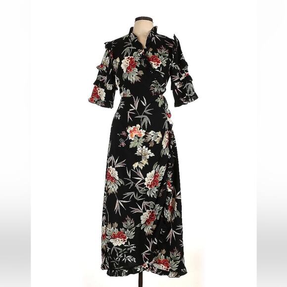 Yu & Me Dresses & Skirts - Yu & Me Paris floral print ruffled wrap maxi dress, size L